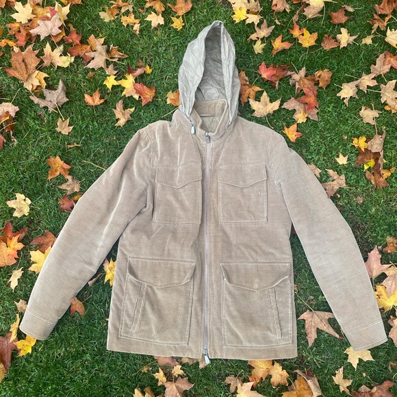 Eleventy Corduroy-Cashmere zip up jacket with hidden hood - Picture 1 of 4